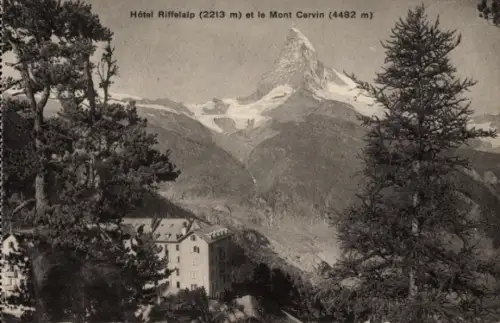 Ak Zermatt Kanton Wallis, Hotel Riffelalp, Mont Cervin