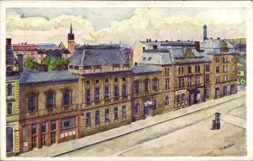 Ak Moravská Ostrava Mährisch Ostrau Region Mährisch Schlesien, Wasserfarbenansicht, Tschechisches