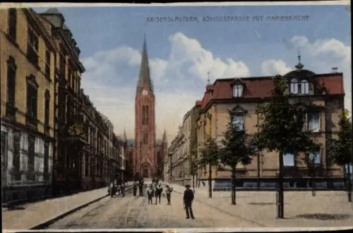 Ak Kaiserslautern in Rheinland Pfalz, Königsstraße mit Marienkirche