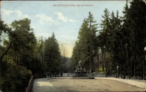 Ak Kaiserslautern in der Pfalz, Waldeingang mit Springbrunnen