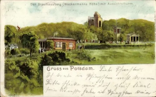 Künstler Litho Heide, A., Potsdam in Brandenburg, Brauhausberg mit Aussichtsturm