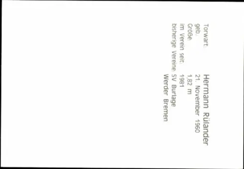 Autogrammkarte Fußballer Hermann Rülander, SV Meppen, Autogramm