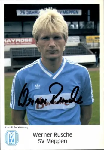 Autogrammkarte Fußballer Werner Rusche, SV Meppen, Autogramm