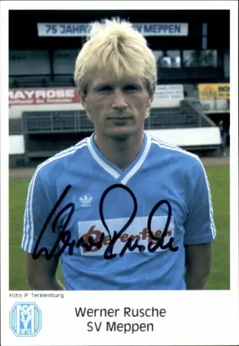 Autogrammkarte Fußballer Werner Rusche, SV Meppen, Autogramm