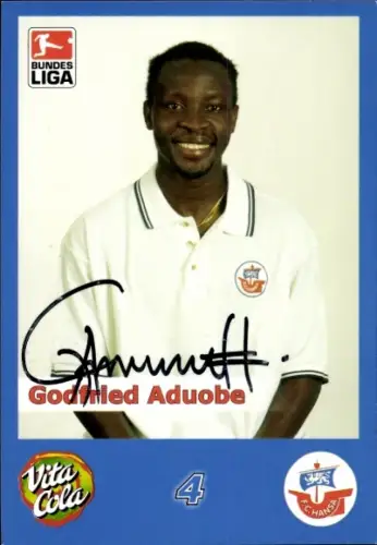 Autogrammkarte Fußballer Godfried Aduobe, FC Hansa Rostock, Autogramm