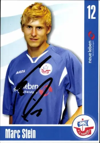Autogrammkarte Fußballer Marc Stein, FC Hansa Rostock, Autogramm