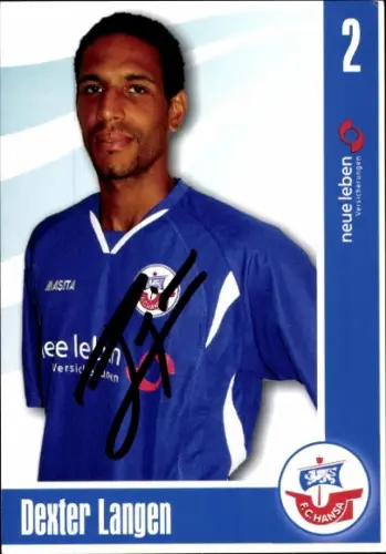 Autogrammkarte Fußballer Dexter Langen, FC Hansa Rostock, Autogramm