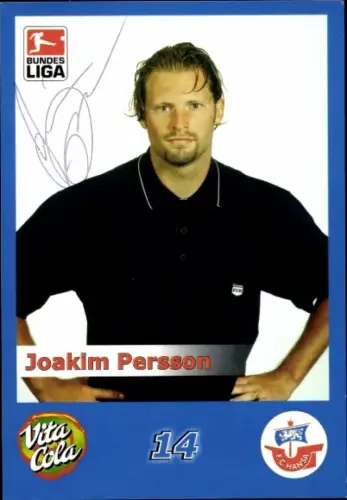 Autogrammkarte Fußballer Joakim Persson, FC Hansa Rostock, Autogramm