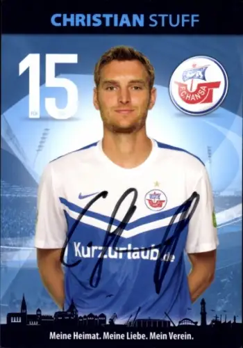 Autogrammkarte Fußballer Christian Stuff, FC Hansa Rostock, Autogramm
