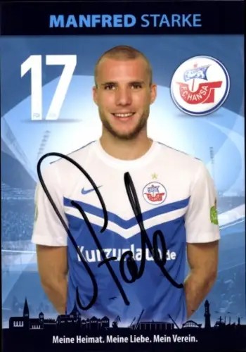 Autogrammkarte Fußballer Manfred Starke, FC Hansa Rostock, Autogramm