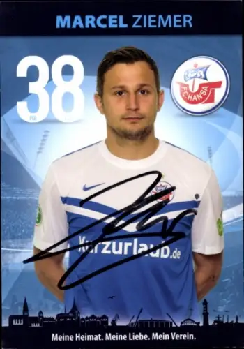 Autogrammkarte Fußballer Marcel Ziemer, FC Hansa Rostock, Autogramm