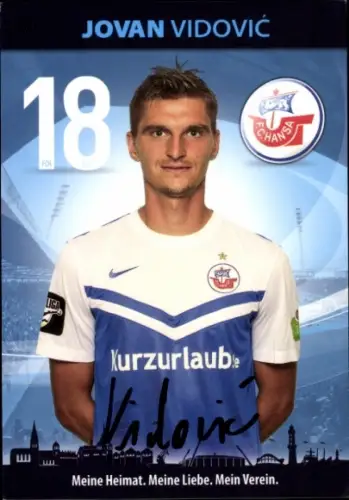 Autogrammkarte Fußballer Jovan Vidovic, FC Hansa Rostock, Autogramm