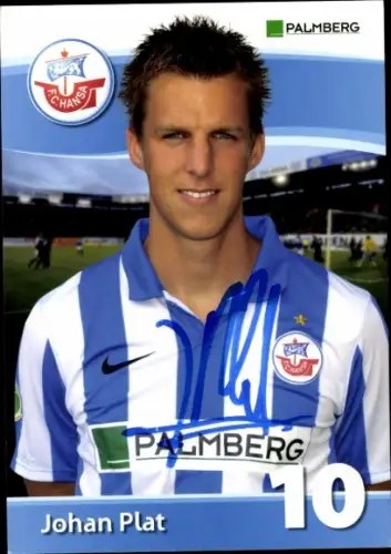 Autogrammkarte Fußballer Johan Plat, FC Hansa Rostock, Autogramm