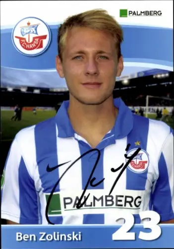 Autogrammkarte Fußballer Ben Zolinski, FC Hansa Rostock, Autogramm