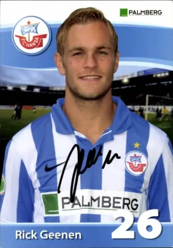 Autogrammkarte Fußballer Rick Geenen, FC Hansa Rostock, Autogramm