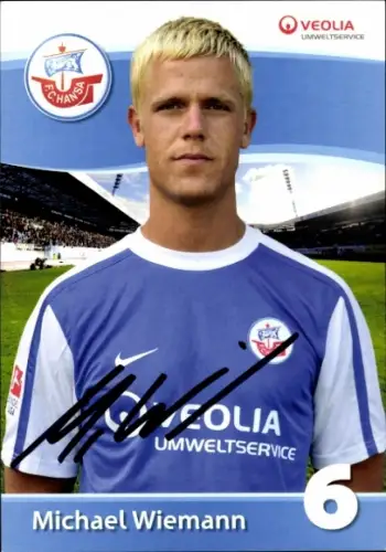 Autogrammkarte Fußballer Michael Wiemann, FC Hansa Rostock, Autogramm