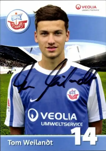 Autogrammkarte Fußballer Tom Weilandt, FC Hansa Rostock, Autogramm
