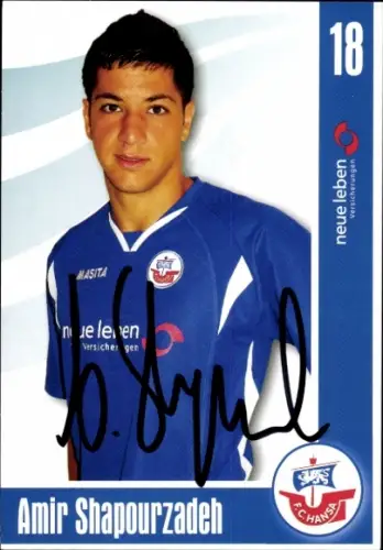 Autogrammkarte Fußballer Amir Shapourzadeh, FC Hansa Rostock, Autogramm