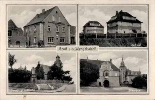Ak Wengelsdorf Weißenfels, Gasthof zum Talschlösschen v. Alfred Hoppe, Schule, Rittergut, Denkmal