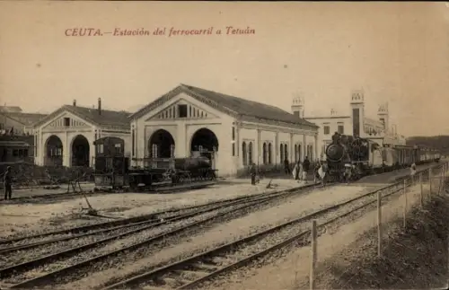 Ak Ceuta Spanien, Bahnhof, Eisenbahn