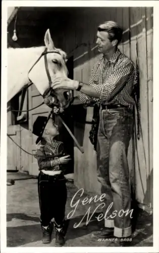 Ak Schauspieler Gene Nelson, Pferd