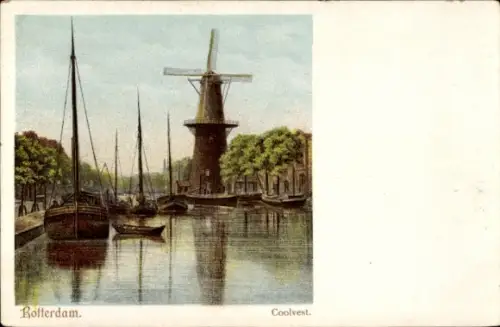 Ak Rotterdam Südholland Niederlande, Coolvest, Windmühle