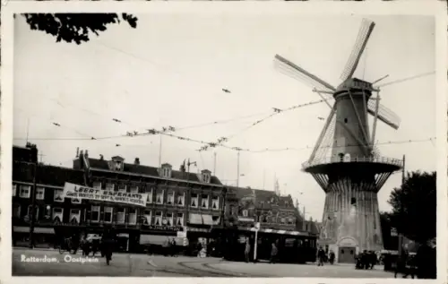 Ak Rotterdam Südholland Niederlande, Oostplein, Windmühle