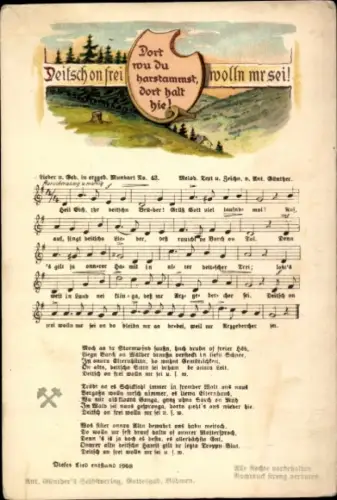 Lied Ak Günther, Anton, Deitsch on frei wolln mr sei, Mundart Nr 43
