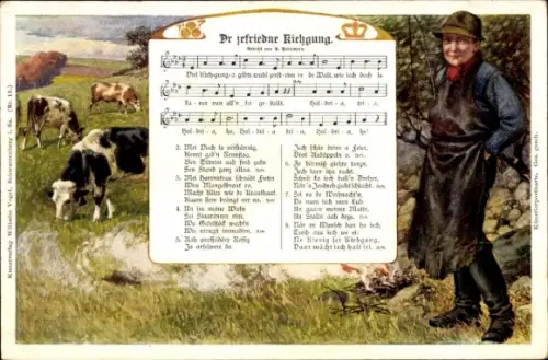 Lied Ak Dr zefriedne Kiehgung, Verlag Wilhelm Vogel, Kuhhirt