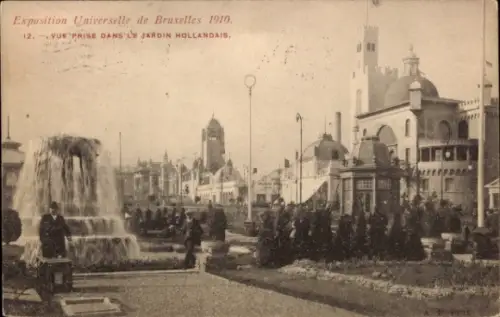 Ak Brüssel Weltausstellung 1910, Vue prise dans le Jardin Hollandais