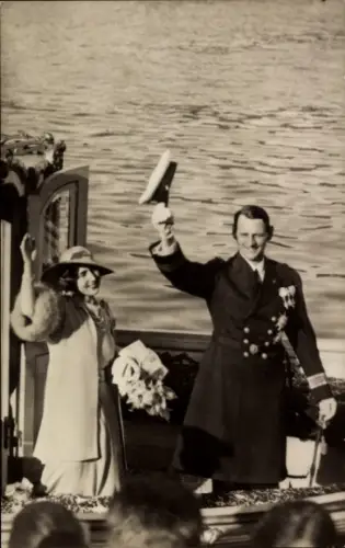 Ak Kronprinz Frederik von Dänemark, Prinzessin Ingrid von Schweden, Portrait