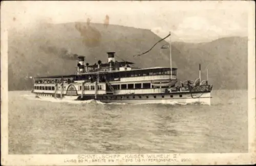 Ak Schnellschiff Kaiser Wilhelm II., Köln Düsseldorfer Rheindampfschifffahrt