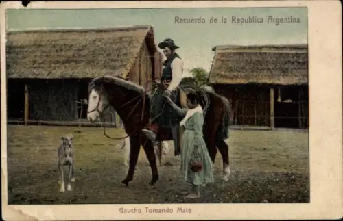 Ak Recuerdo de la Republica Argentina, Gaucho Tomando Mate