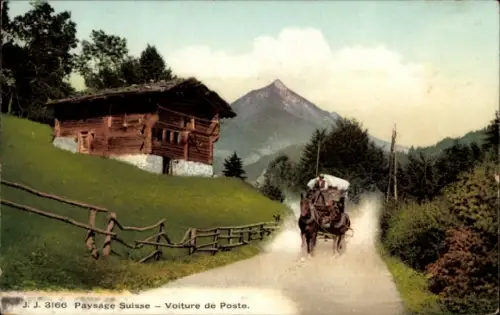 Ak Paysage Suisse, Voiture de Poste