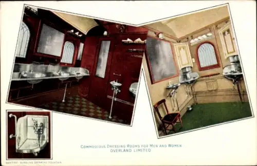 Ak Amerikanische Eisenbahn, Overland Limited, Chicago - San Francisco, Waschräume