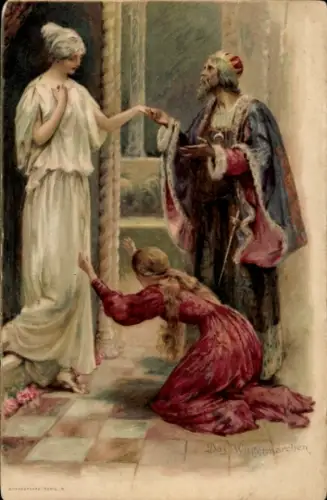 Litho Szene aus Das Wintermärchen, König, William Shakespeare