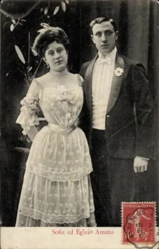 Ak Schauspieler Sofia und Egizio Amato, Portrait