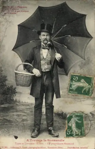 Ak A Travers la Normandie, Types et Costumes anciens, Un propriétaire Normand