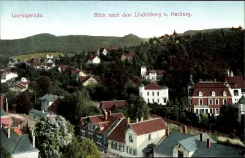 Ak Wernigerode im Harz,  Blick nach dem Lindenberg u. Harburg