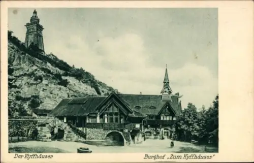 Ak Steinthaleben Kyffhäuserland in Thüringen, Kyffhäuser, Burghof Zum Kyffhäuser