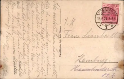 Ak Konstanz am Bodensee, Insel-Hotel, Innenhof, Säulen, Garten, Pflanzen