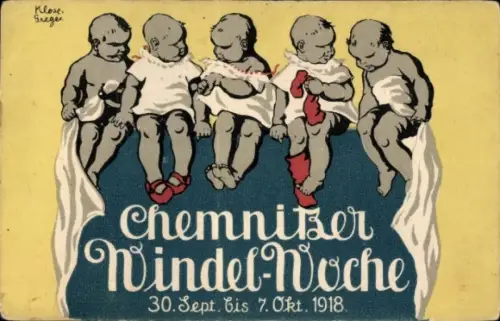 Künstler Ak Chemnitz in Sachsen, Chemnitzer Windelwoche 1918