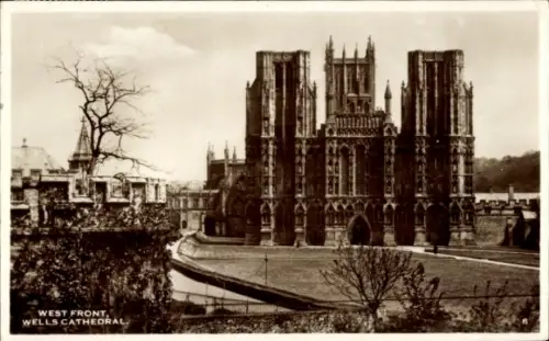 Ak Wells Somerset England, Wells Cathedral, West Front, gotische Architektur, keine Persönlichkei