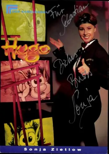 Autogrammkarte Fernsehmoderatorin Sonja Zietlow, Autogramm