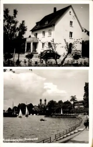 Ak Friedrichshafen am Bodensee, Haus, Bodensee, Segelboote, Wasser, Bäume