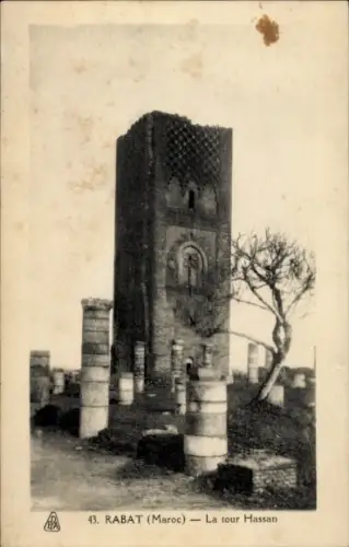 Ak Rabat Marokko, La tour Hassan, Ruinen,  Marokko