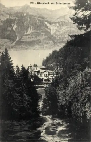 Ak Giessbach am Brienzersee Kanton Bern,  Berge, Wald, Wasserfall, nmotiv