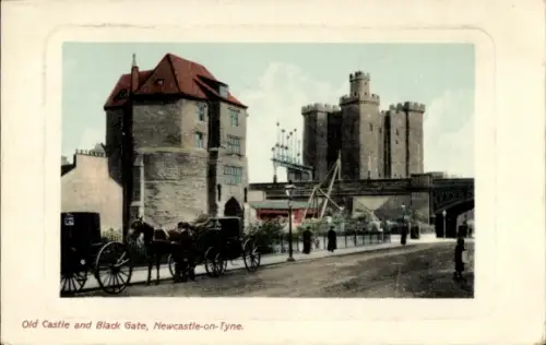 Präge Passepartout Ak Newcastle upon Tyne Northumberland England, Old Castle and Black Gate