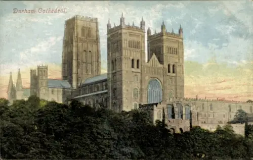 Ak Durham North East England, Durham Cathedral,  Kathedrale, farbige Darstellung