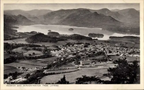 Ak Keswick Cumbria England, Derwentwater